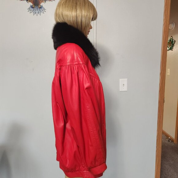#726 Leather/fox fur jacket - Picture 4 of 4
